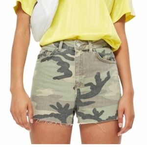Topshop Mom Camo Denim Shorts